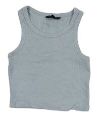 Světlemodrý žebrovaný crop top New Look
