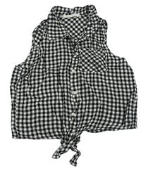 Černo-bílá kostkovaná crop halenka H&M