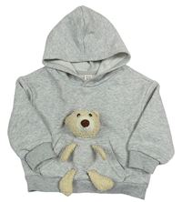Šedá melírovaná mikina s medvídkem a kapucí Cozy Cub