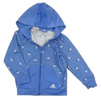 Modrá propínací mikina s logy a kapucí Adidas