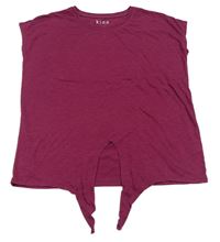 Tmavorůžové crop tričko se zavazováním Tchibo
