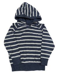 Tmavomodro-bílý pruhovaný svetr s kapucí H&M