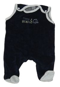 Tmavomodro-bílé sametové polodupky s výšivkou zn. Bruin