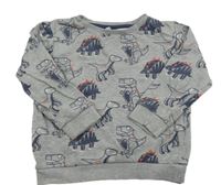 Šedá mikina s dinosaury Bluezoo