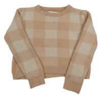 Růžový kostkovaný crop svetr Primark 