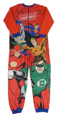 Červeno-modrý fleecový overal s hrdiny