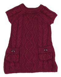 Tmavorůžové třpytivé svetrové copánkové šaty F&F