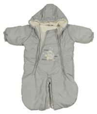 Šedá šusťáková zimní kombinéza/fusak s kapucí Ergee