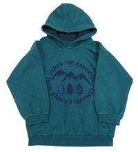 Tmavozelená mikina s horami a kapucí Matalan