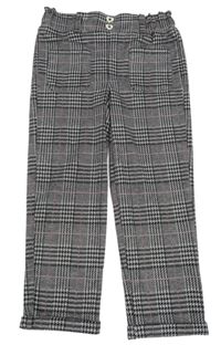 Černo-bílo-růžové kostkované kalhoty Primark