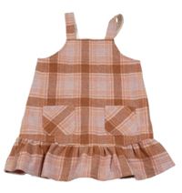 Růžovo-oranžové kostkované vlněné šaty Matalan