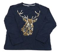 Tmavomodré triko s jelenem Gymboree