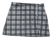 Světlemodro-černá kostkovaná sukně se zipem C&A