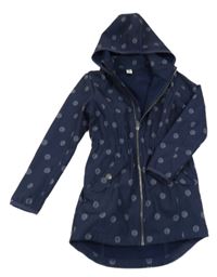 Tmavomodrý softshellový kabát s puntíky a kapucí Yigga