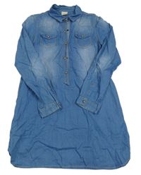 Modré riflové šaty s límečkem Zara