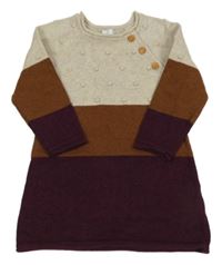 Vínovo-béžovo-hnědé úpletové šaty Topolino