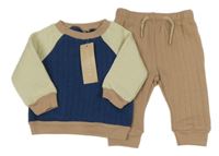 Nové - 2set - Tmavomodro-smetanová mikina + béžové tepláky Chickpea