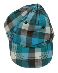 Azurovo-hnědo-bílá kostkovaná plátěná kšiltovka H&M