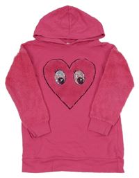 Růžová mikina se srdíčkem a kapucí Bluezoo