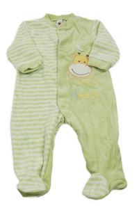 Světlezeleno-pruhovaný sametový overal se žirafou C&A