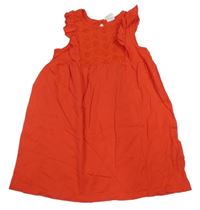 Červené bavlněné šaty s volánky H&M