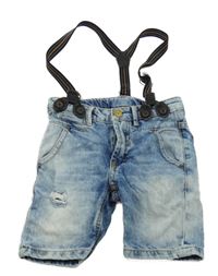 Světlemodré riflové kraťasy s odepínacími kšandami Zara 