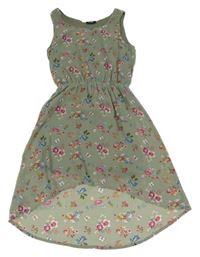 Khaki šifonové šaty s kytičkami Page one young