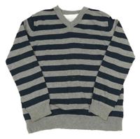 Petrolejovo-šedý pruhovaný svetr Rebel