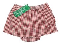 Nové - Červeno-bílá kostičkovaná plátěná sukně se všitými kalhotkami Benetton 