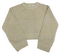 Béžový ažurový crop svetr H&M