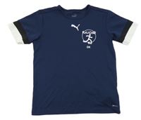 Tmavomodré sportovní funkční tričko s potiskem Puma 