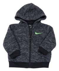 Šedo-černá melírovaná fleecová propínací mikina s logem Nike