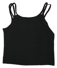 Černý crop top s dvojitými ramínky H&M