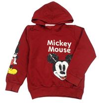 Tmavočervená mikina s Mickey a kapucí 