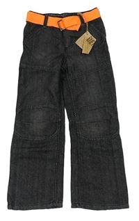 Černé rifle s páskem DENIM CO