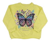 Citronová mikina s motýlky a květy zn. INFINITY KIDS