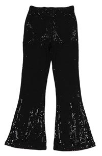 Černé flitrové flare kalhoty George
