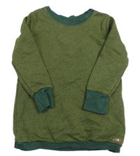 Khaki-tmavozelená melírovaná mikina