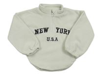 Smetanová fleecová mikina s nápisy 