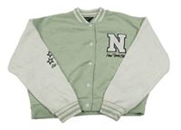 Světlekhaki-bílá baseballová crop mikina s písmenkem New Look