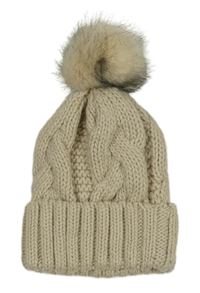 Světlebéžová vlněná čepice s bambulí H&M