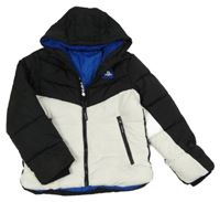 Černo-bílá prošívaná šusťáková zimní bunda s logem - PlayStation a kapucí PRIMARK