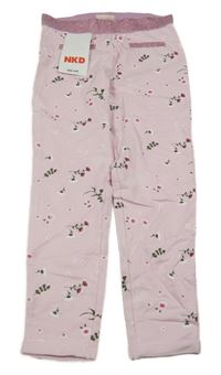 Nové - světlerůžové tregíny s kytičkami a motýlky a třpytivým pasem Kids