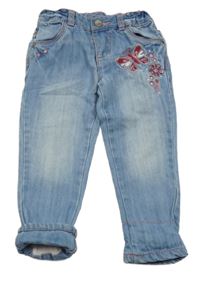 Světlemodré podšité rifle s motýlkem dopodopo