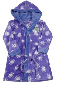 Tmavofialovo-modrý plyšový župan s Elsou a vločkami a kapucí Disney