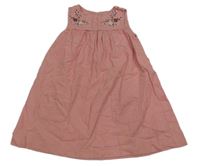 Světlerůžové manšestrové šaty s kytičkami PRIMARK