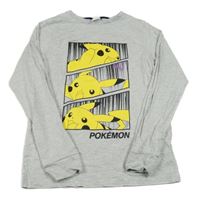 Světlešedé melírované pyžamové triko s Pikachu 