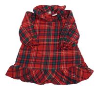 Červeno-tmavomodro/zeleno-zlaté kostkované šaty s volánky Next