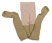 Světlerůžovo-béžovo-zlaté melírované punčocháče H&M