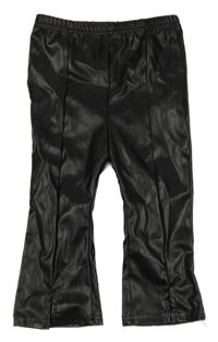 Černé flare koženkové kalhoty SHEIN